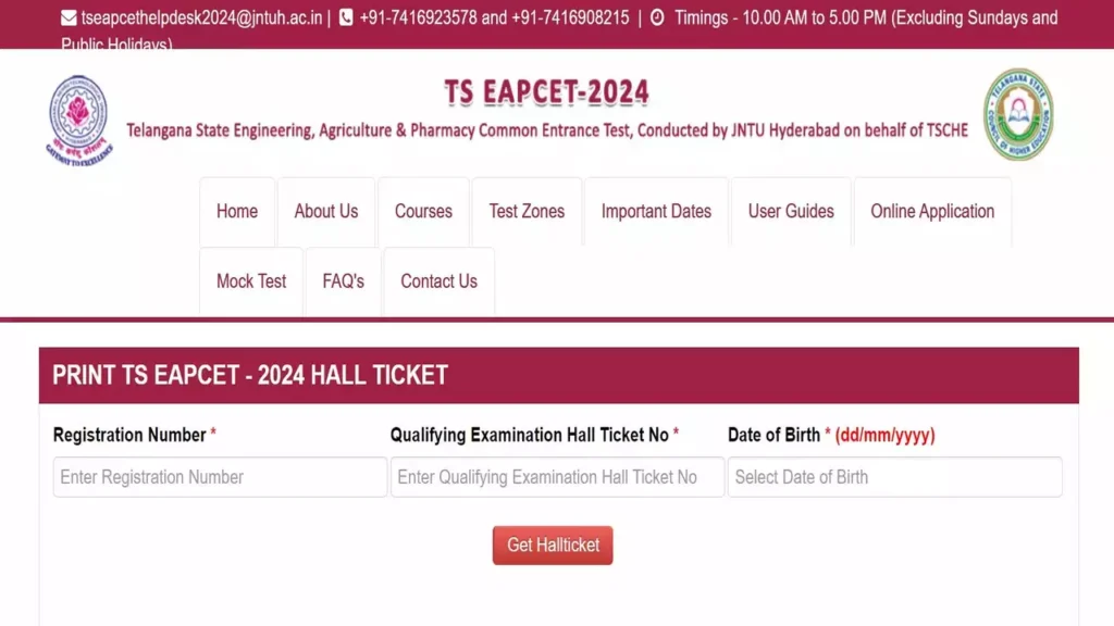 TS EAMCET Admit Card 2024 (OUT)