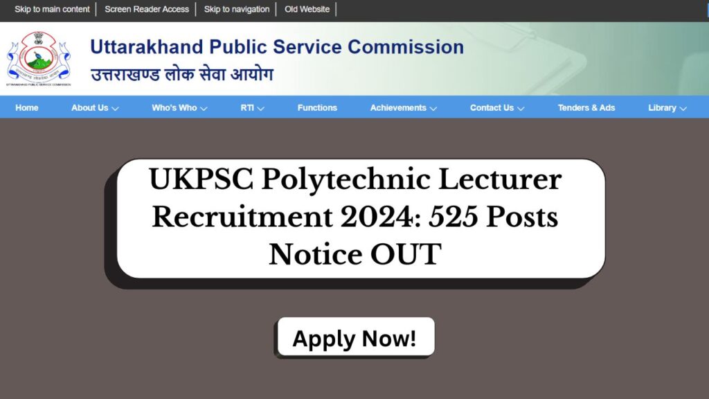 UKPSC Polytechnic Lecturer Recruitment 2024