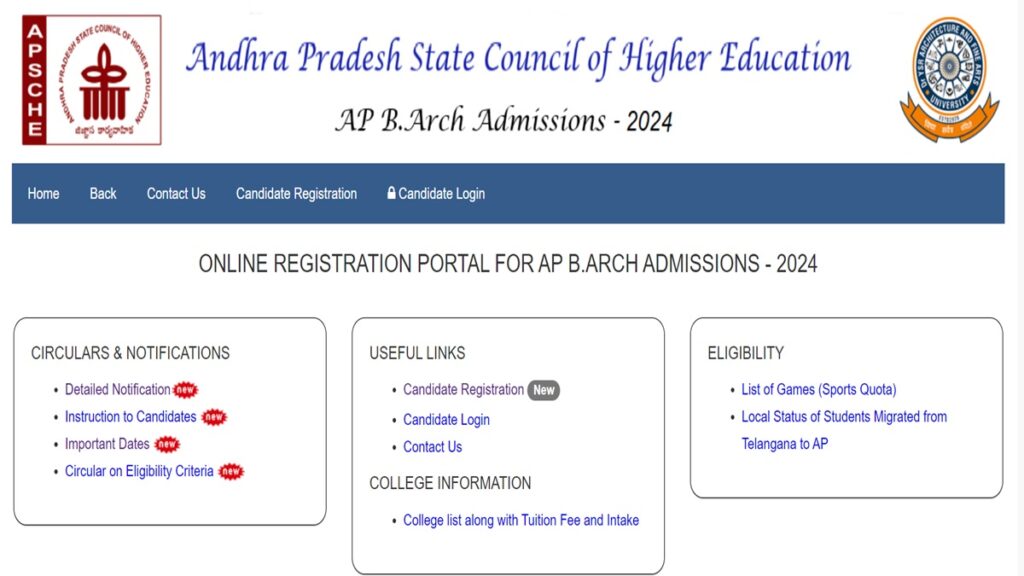 AP BArch Admission 2024 Registration