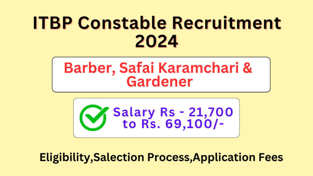 ITBP Recruitment 2024 Constable Barber